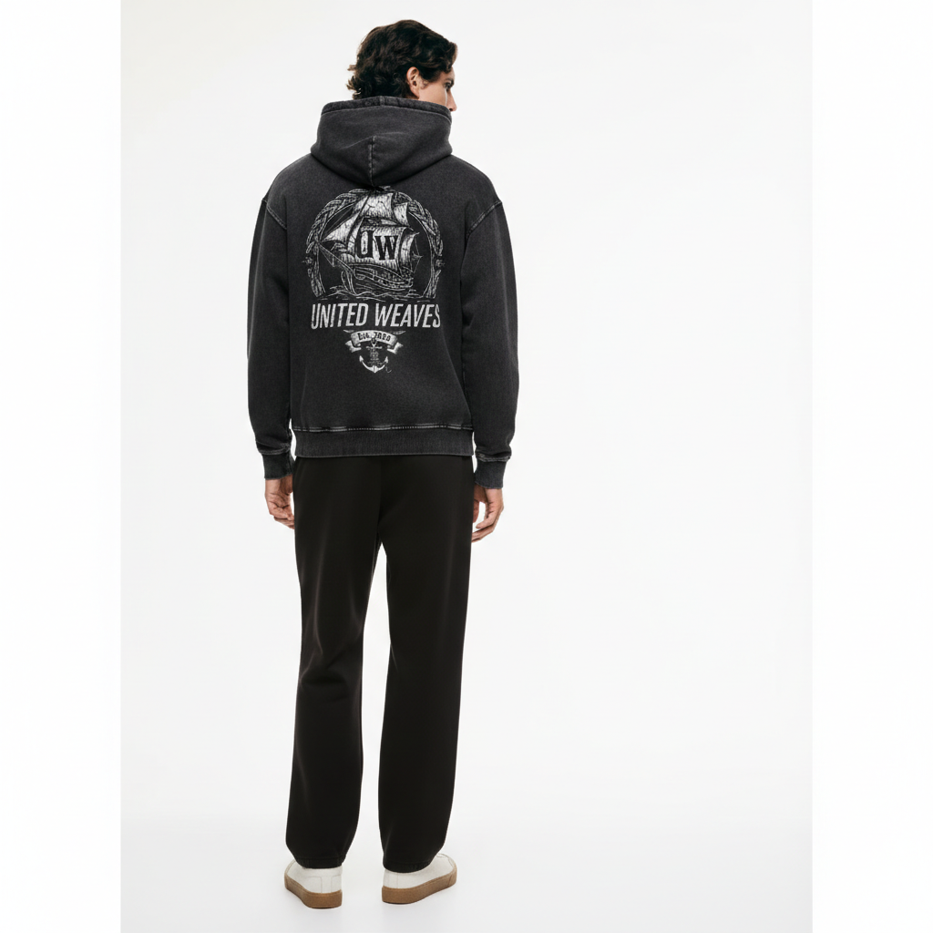 Snow Washed Loose Cotton Hoodie